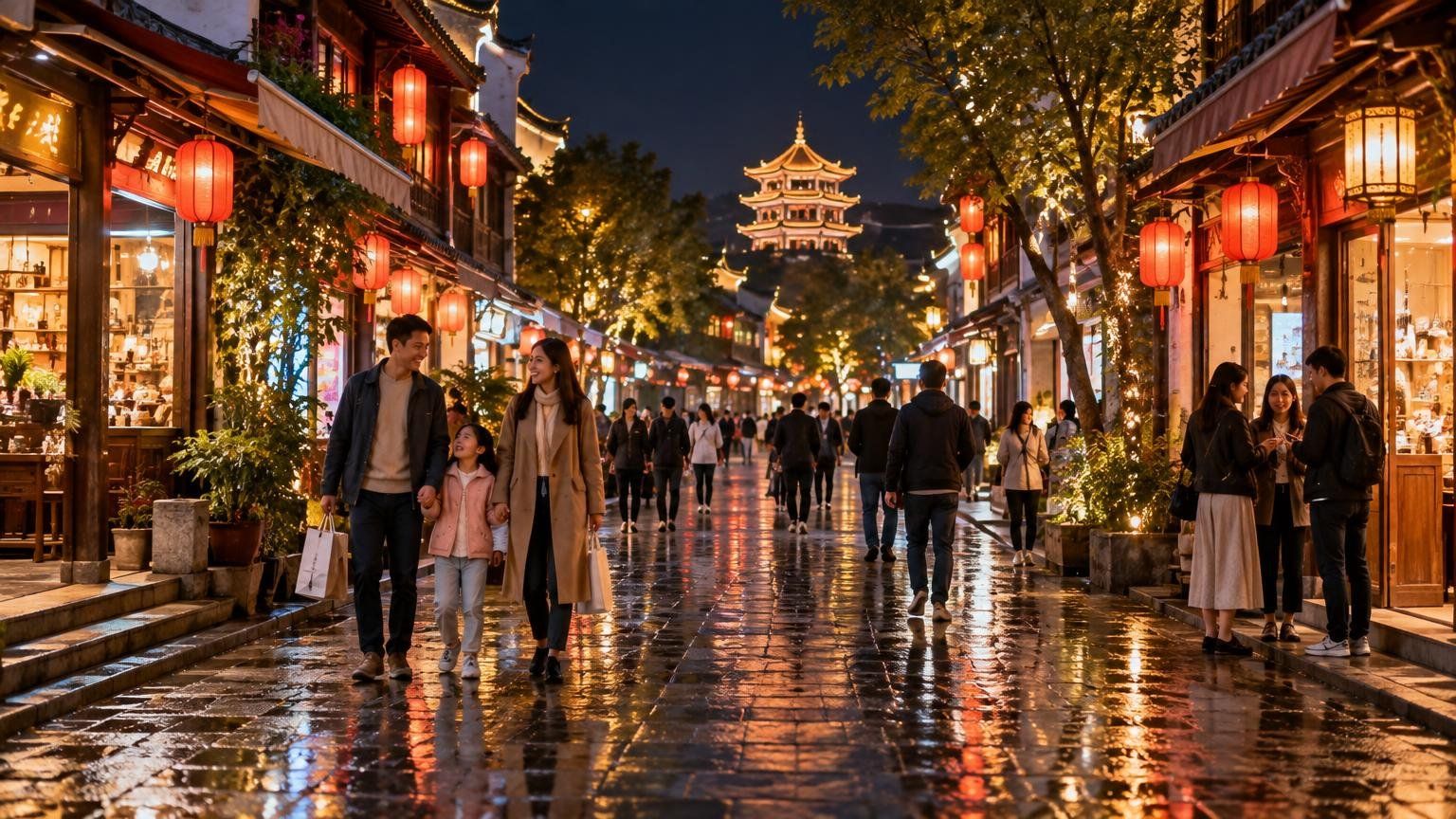 中国城市夜晚街景