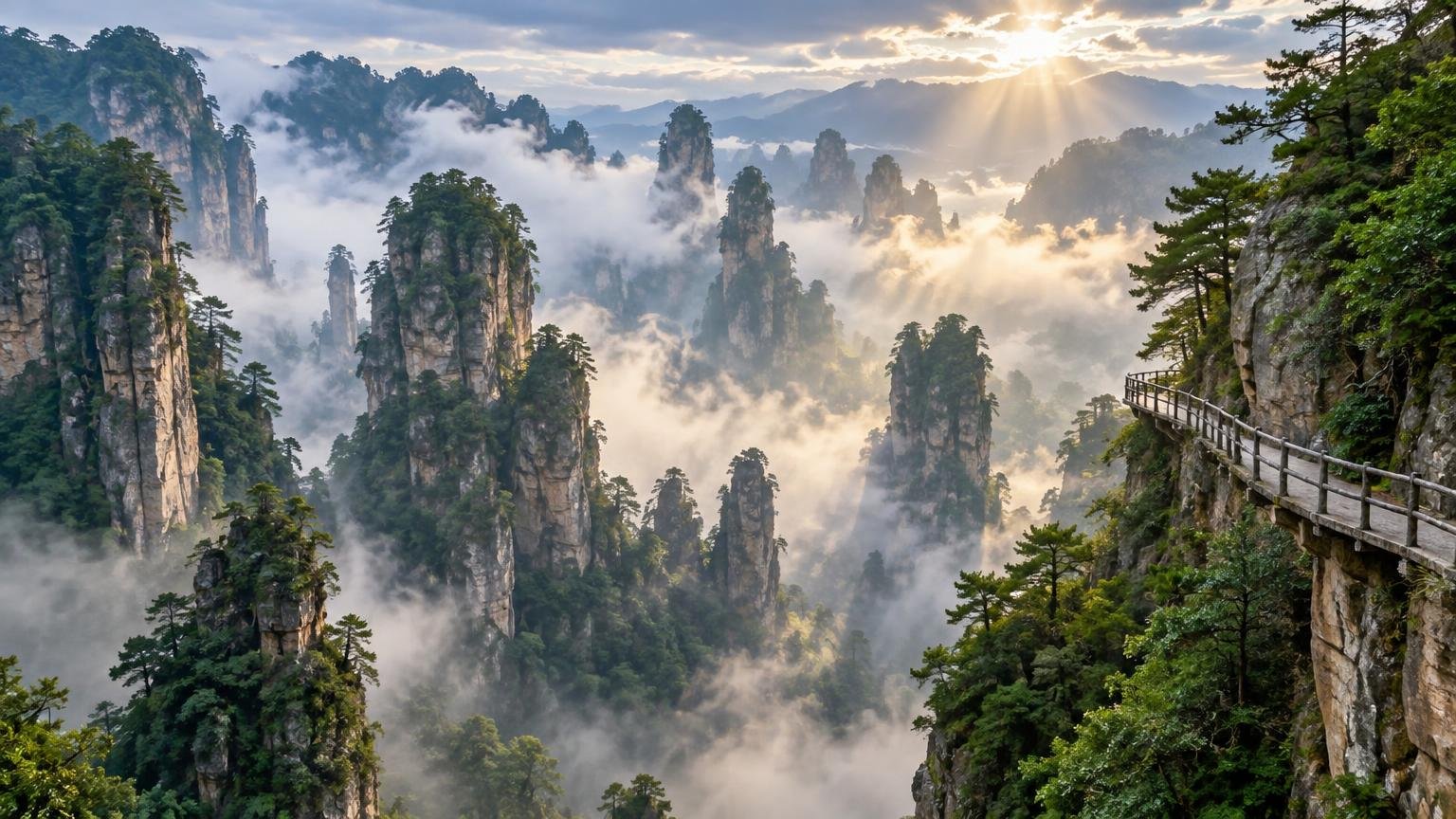Zhangjiajie's sandstone pillars — the Avatar mountains