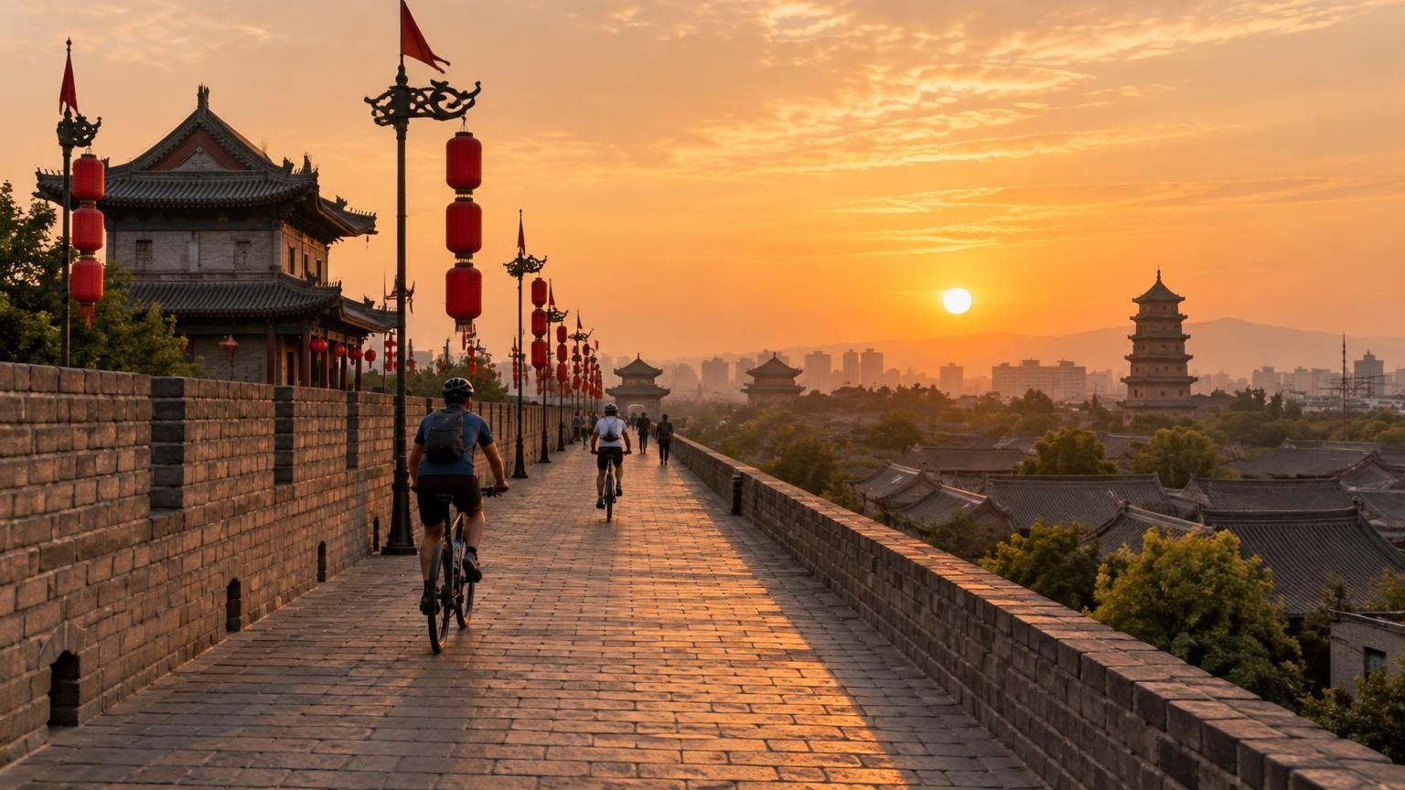 Xi'an's ancient city wall — cycle above the old capital