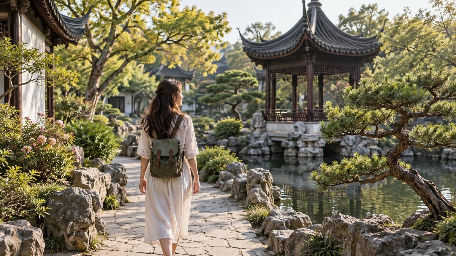 獨自旅行的女性遊客