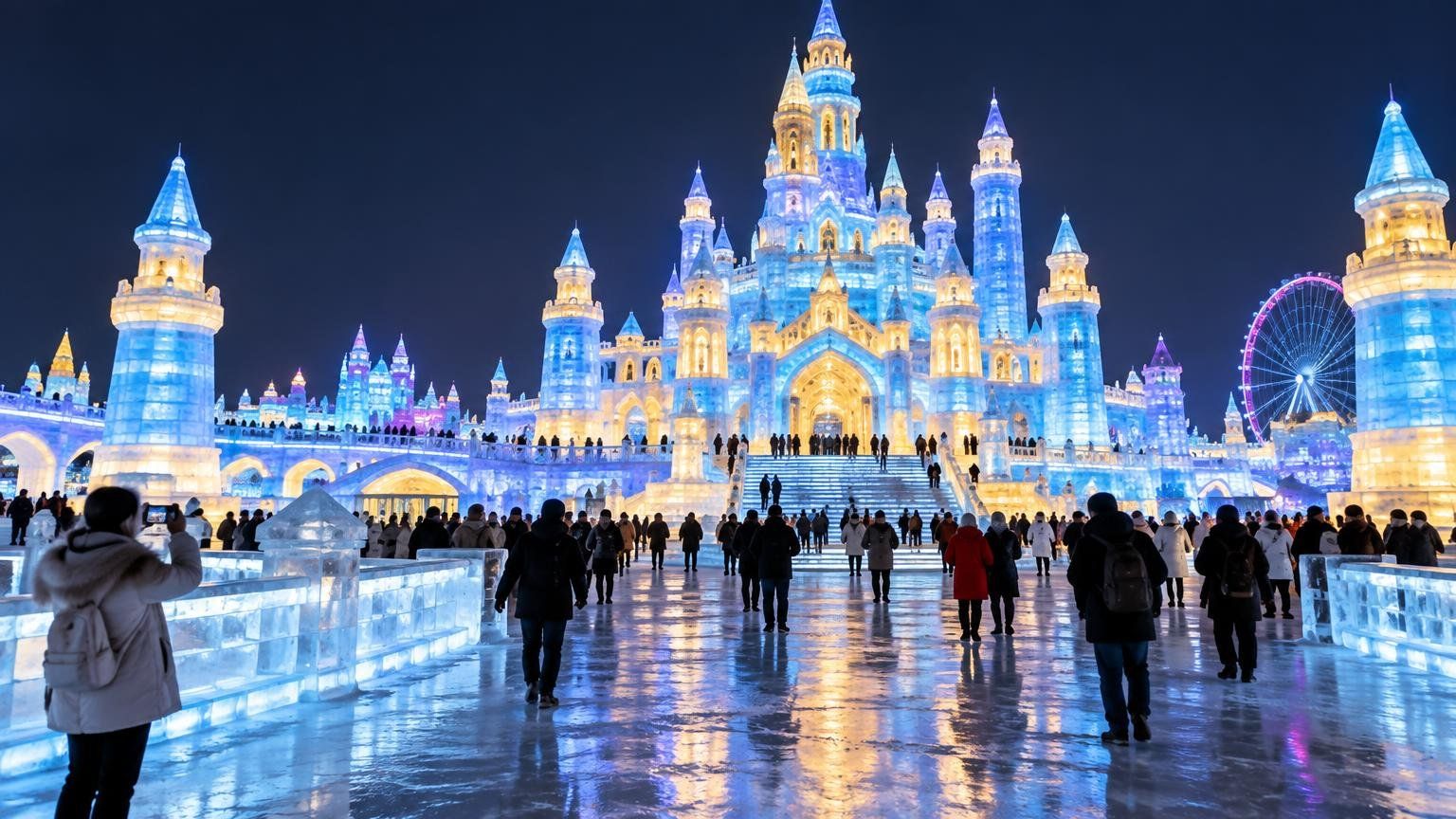 Harbin Ice and Snow World at night